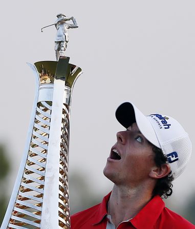 Rory McIlroy capped a sensational year with victory at the Dubai World Championship on Sunday.  The Northern Irishman won five tournaments in 2012, including his second major, topped the money list on both the PGA and European Tours and ended the season as the world's No. 1 player.