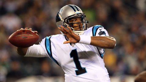 Cam Newton throws a pass during the first quarter against the Philadelphia Eagles on Monday.
