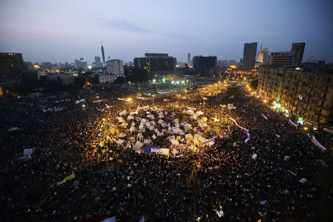 Protesters continue to rally in Tahrir Square on Tuesday.