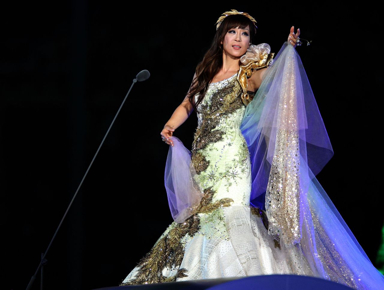 Sumi Jo performing at the Opening Ceremony of the IAAF World Athletics Championships in Daegu, South Korea in August 2011. She also performed at the 2008 Beijing Olympic Games and the 2002 Football World Cup in South Korea.