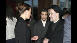 Paula Broadwell at a Harvard Kennedy School student event in April 2008 with former Iranian president Mohammad Khatami.  Broadwell was a graduate student at Harvard, which is where she first met former CIA Director David Petraeus.