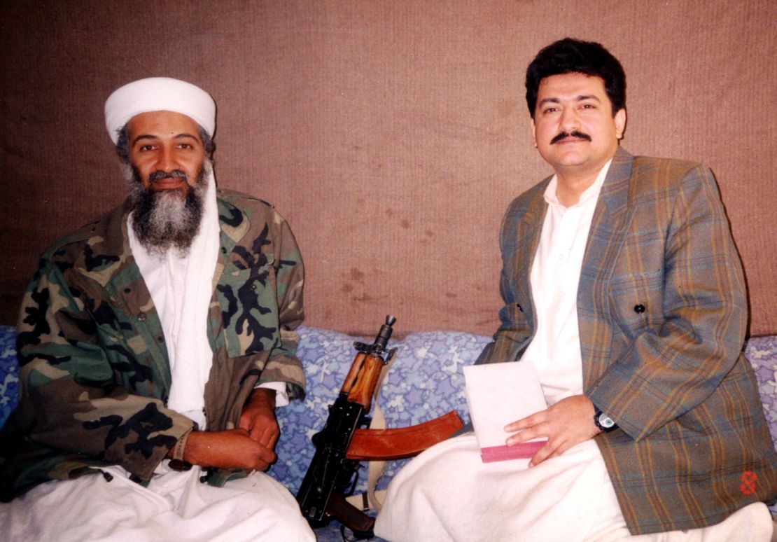 (File photo) Hamid Mir during an interview with Osama bin Laden in 2001 in Karachi.
