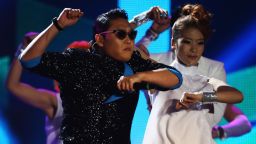Psy performs 'Gangnam Style' onstage at the MTV EMA's 2012 in Frankfurt am Main, Germany, in November.