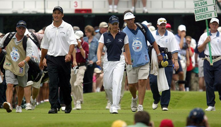 Sorenstam became the first woman to take part in a men's professional PGA tournament when she competed in the Colonial in Texas in 2003. She narrowly missed the halfway cut.