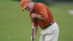 Tom Kite uses a long putter at Prestonwood Country Club in Cary, North Carolina, on September 26, 2009.