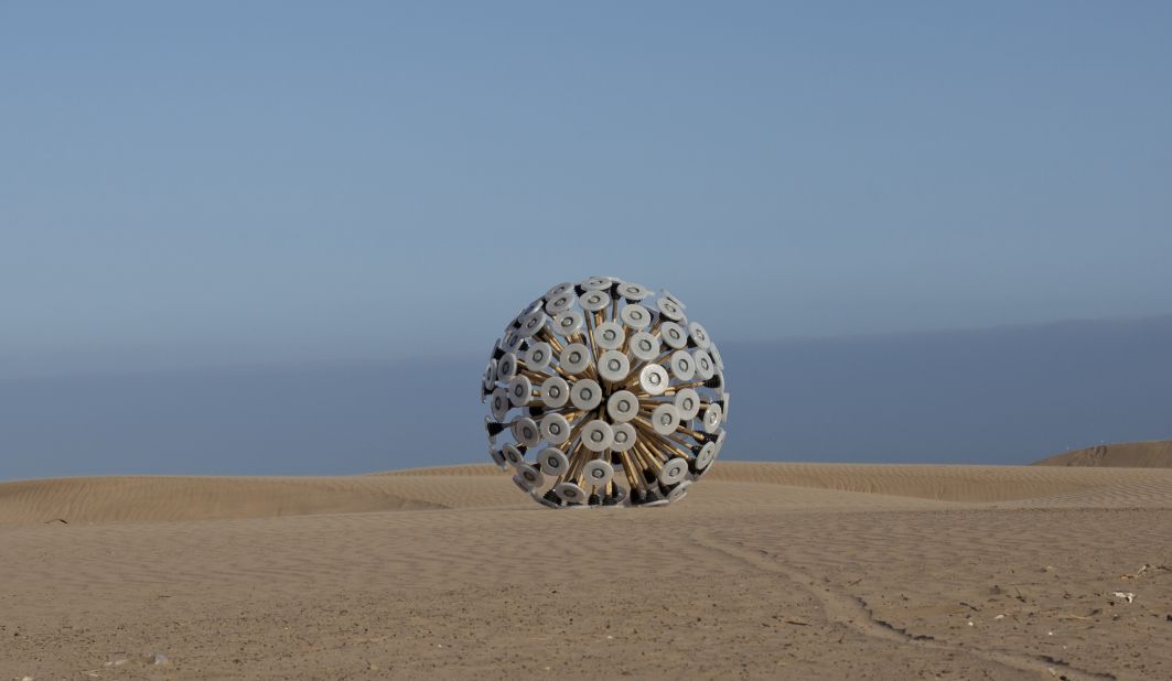 The Mine Kafon is a low-cost wind-powered mine detonator with the appearance of a giant, spiky-armed tumbleweed. 