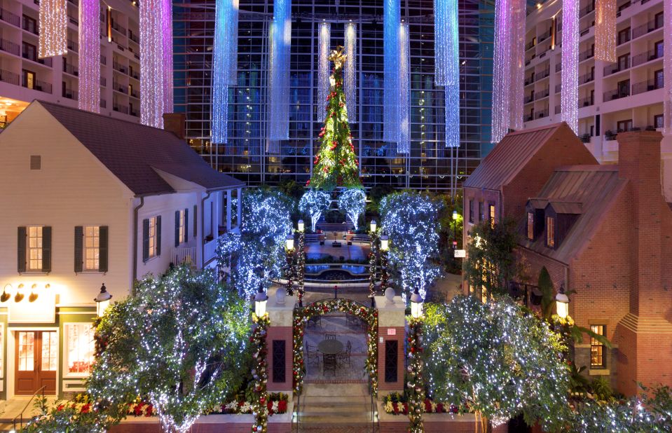 The Gaylord National Resort in National Harbor, Maryland, hosts an annual Christmas on the Potomac event, complete with indoor snowfalls and ice sculptures you can actually slide down.