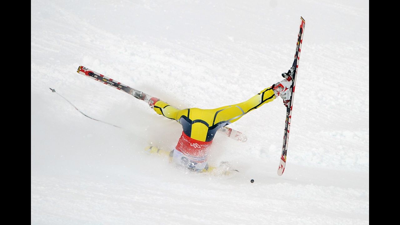 Lotte Smiseth Sejersted of Norway crashes during the Audi FIS Alpine Ski World Cup women's downhill on February 18 in Sochi, Russia.