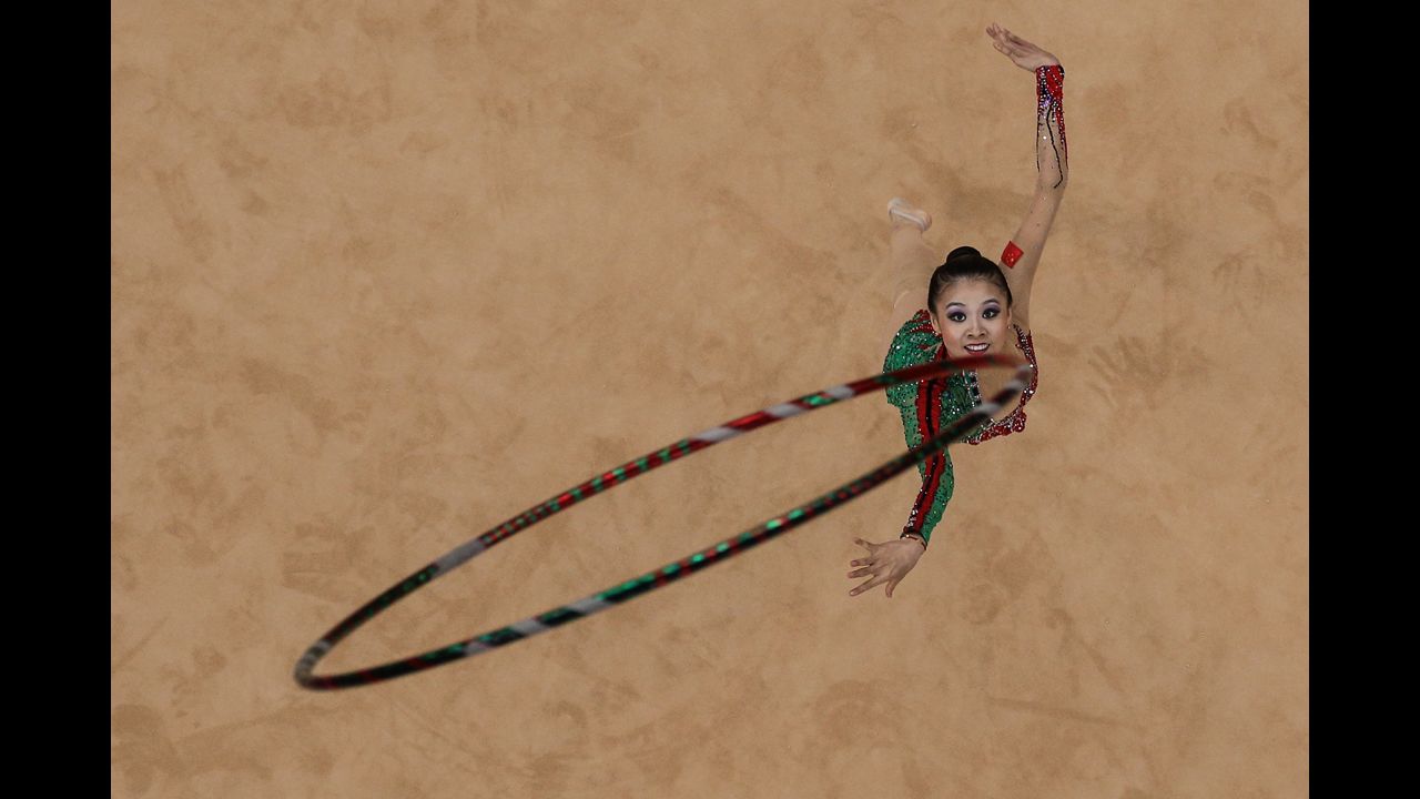 Senyue Deng of China competes in the individual all-around rhythmic gymnastics on Day 13 of the London 2012 Olympics Games on August 9.