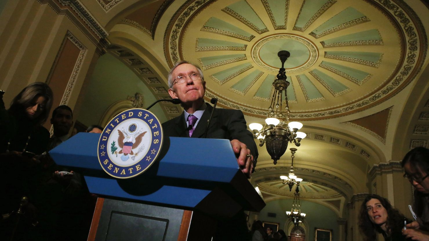 Senate Majority Leader Harry Reid answers questions November 27 about his campaign to deter filibustering.
