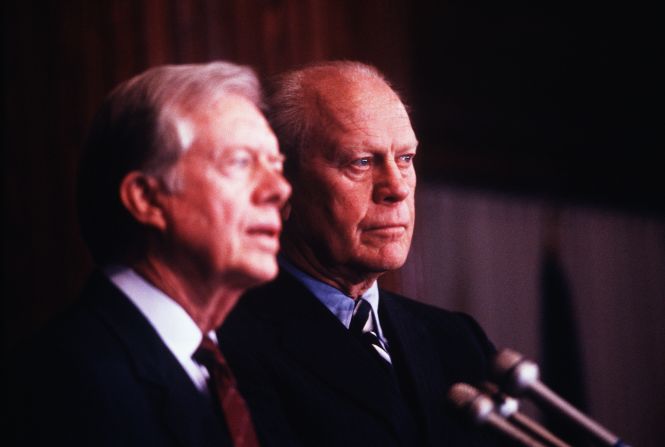 Former presidents Jimmy Carter and Gerald Ford, whom Carter had defeated in 1976, met with President-elect George H.W. Bush shortly after his election in November 1988.