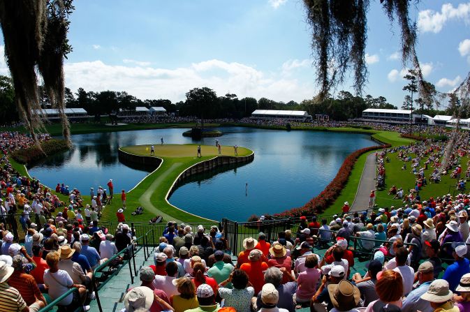 Conventional golf tests such as the daunting 17th island hole at TPC Sawgrass in Florida often rely on water to provide the challenge with a small green to aim at.