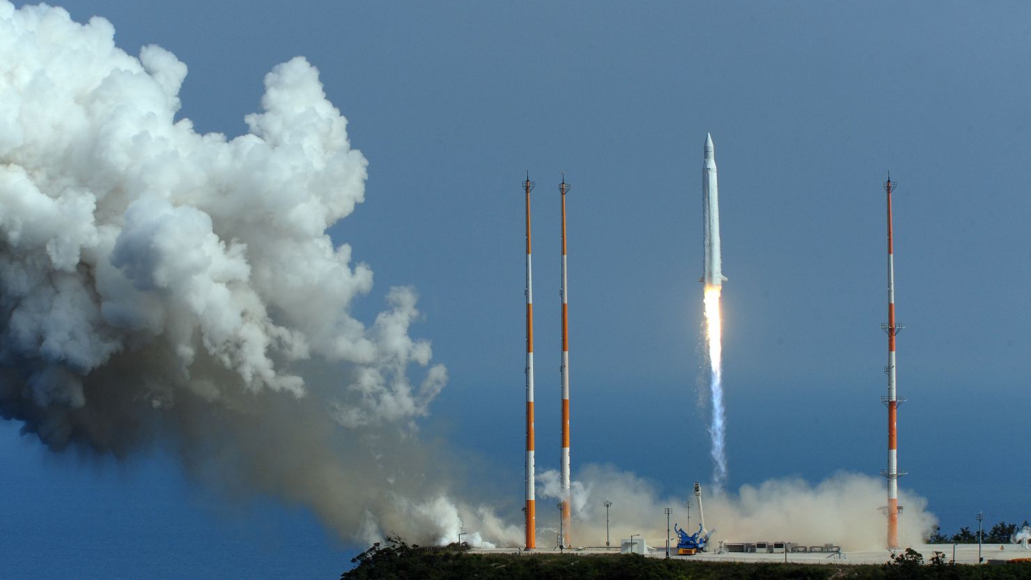 The Naro-1 blasts off on June 10, 2010, in a second failed attempt by South Korea to put a satellite in space.