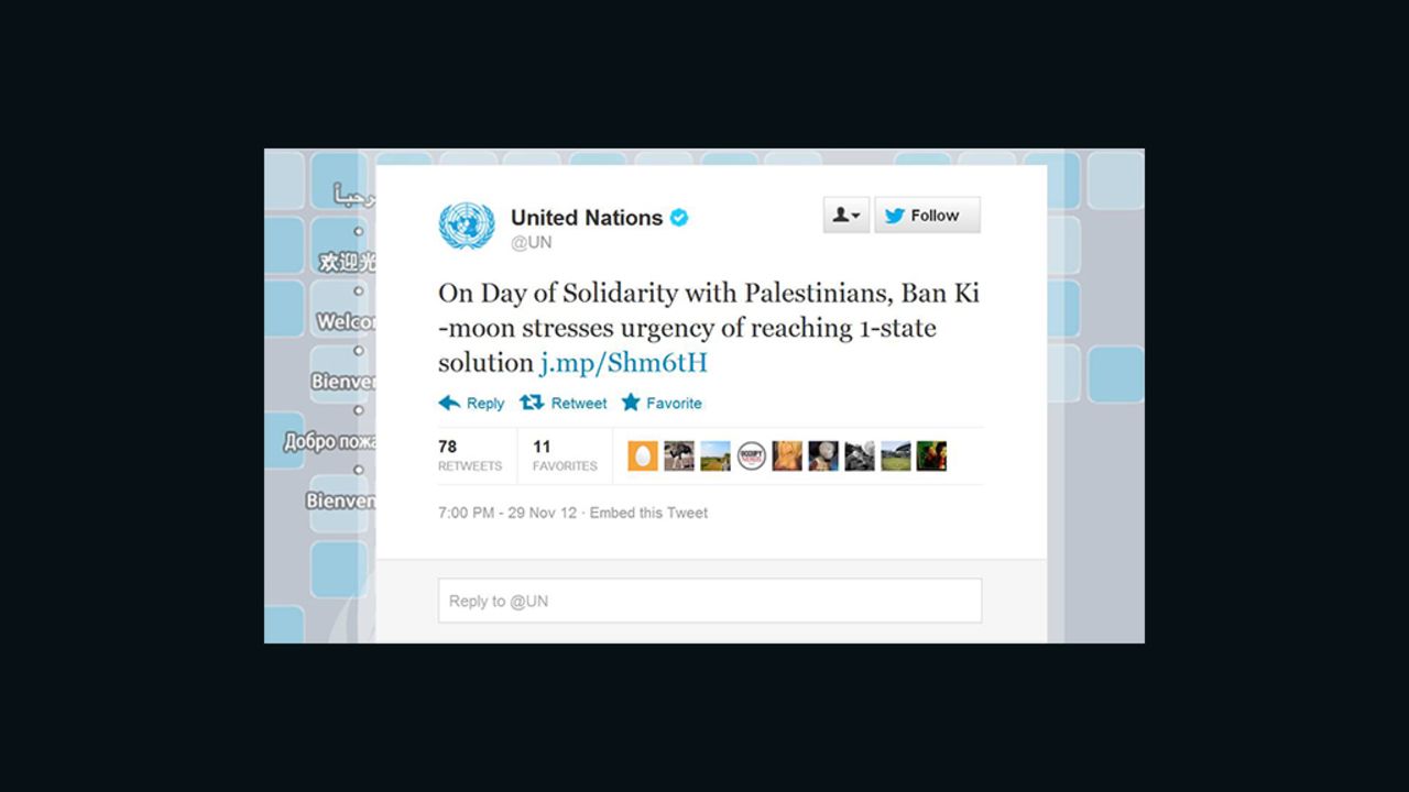 The offical U.N. Twitter account had an unfortunate typo the day of an important vote on the Palestinian Authority. 