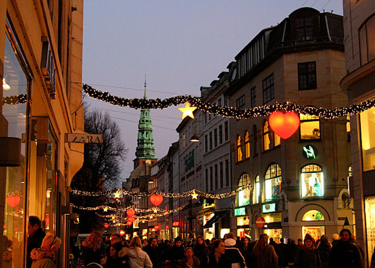 Christmas in the snowy city of Copenhagen.