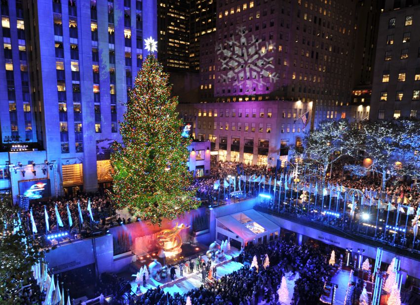 The Rockefeller Center Christmas tree was lit on November 28. The giant tree is a magnet for holiday visitors.