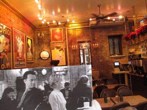 Tom Hanks and Meg Ryan meet at Cafe Lalo. The popular New York City cafe -- located at 83rd Street and Amsterdam Avenue -- also appears in the Bollywood film Anjaana Anjaani.