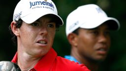 Sports giant Nike now has the two biggest names in golf on their books after Rory McIlroy (L) joined Tiger Woods at their stable.