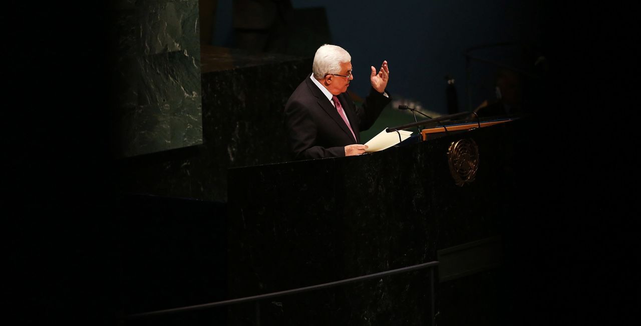 Mahmoud Abbas makes his argument before the General Assembly.