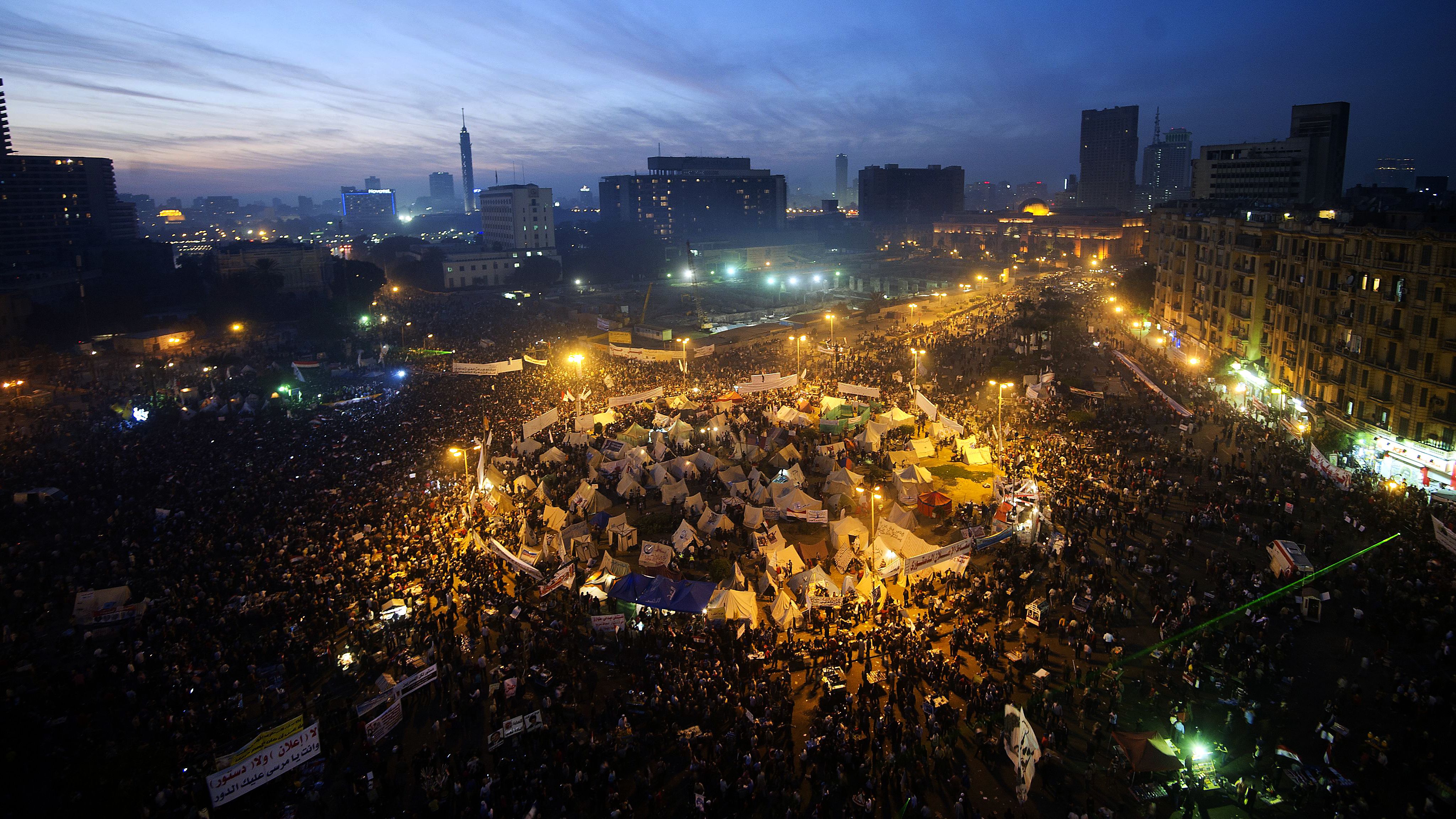 Egyptians protest in Cairo's Tahrir Square Friday against a decree by President Mohamed Morsi granting himself broad powers.