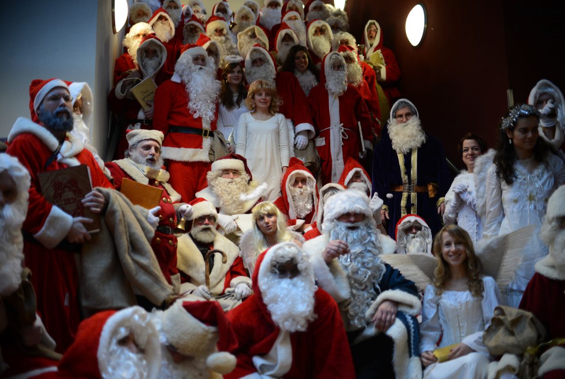 Angels and Santa Clauses gather for the annual meeting on December 1 in Berlin. 