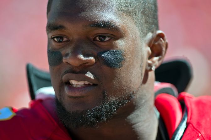 Belcher during an NFL game against the Atlanta Falcons on September 9, 2012.