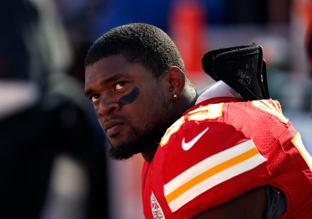 Belcher watches from the sidelines during his final game against the Denver Broncos at Arrowhead Stadium on November 25, 2012.
