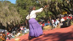 Queen Quet, Chieftess of the Gullah/Geechee Nation presents "Pun de Plantation" at the 30th Annual Heritage Days Celebration at Penn Center, Inc. on historic St. Helena Island, SC in the Gullah/Geechee Nation.