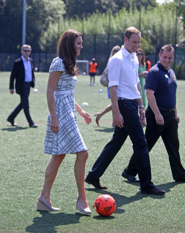 Also on July 26, she and Prince William visited Bacon's College in London. The grey and white Hobbs dress she wore <a href="http://www.fabsugar.com.au/Kate-Middletons-88-Hobbs-Dress-Has-Sold-Out-s-Still-Cute-Snoop-Her-Olympics-Style-from-All-Angles-24173205" target="_blank" target="_blank">sold out quickly.</a> 