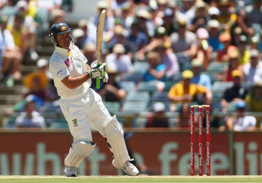 Ponting, one of only three players to have scored more than 13,000 Test runs, managed a trademark early boundary as Australia chased a huge target of 623 to win.