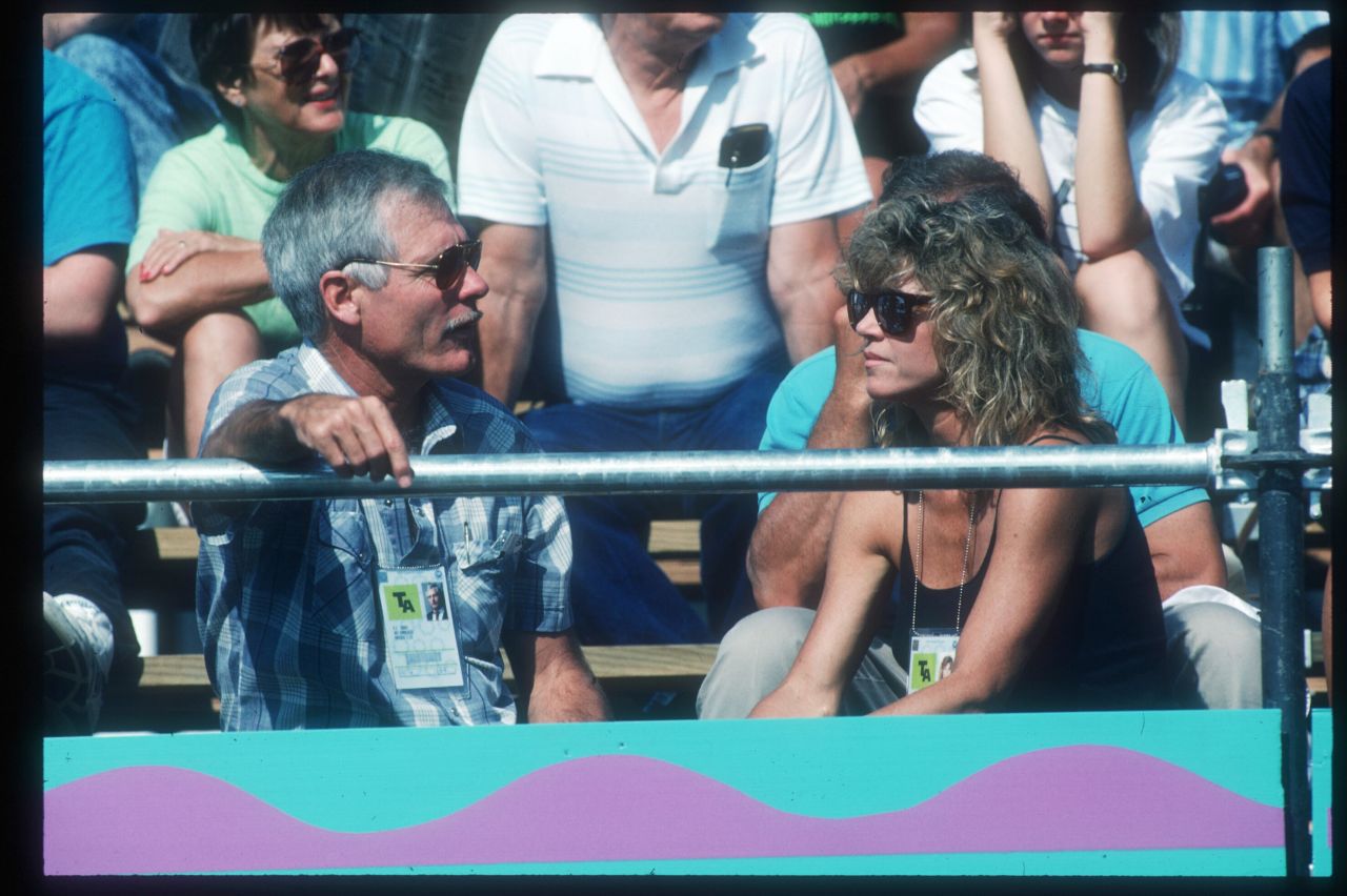Fonda and Ted Turner attend the 1990 Goodwill Games in Seattle. Turner created the Goodwill Games, first held in Moscow in 1986. The couple married in 1991 and divorced 10 years later.