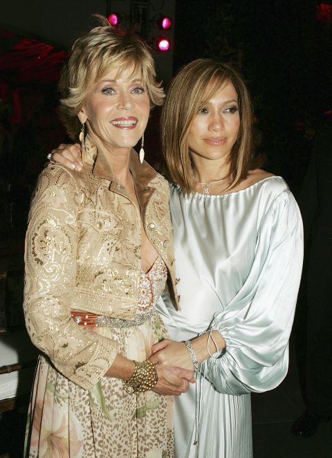 Fonda and Jennifer Lopez appear together after the premiere of their film "Monster-In-Law," in 2005.