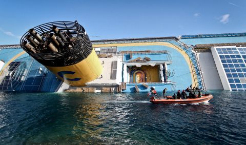 <strong>January 15: </strong>The cruise ship Costa Concordia lies stricken off the shore of the Italian island of Giglio. The ship struck a rock and turned on its side on January 13, killing 32 people from eight countries.