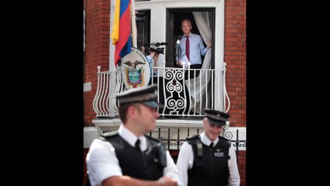 <strong>August 19:</strong> WikiLeaks founder Julian Assange is seen on the balcony of Ecuador's embassy in London. Facing extradition to Sweden because of allegations of sexual assault, Assange was granted political asylum by Ecuador.