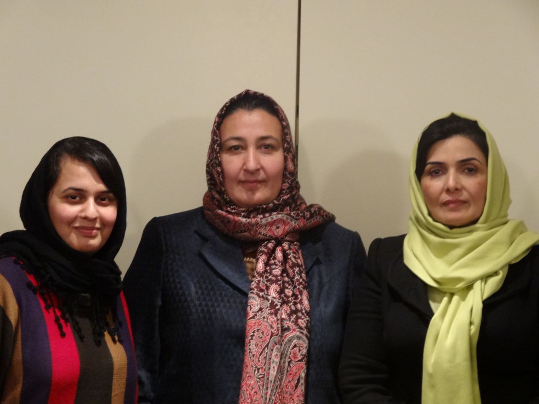 Sajia Behgam Amin, from left, Massouda Jalal and Suraya Paksad