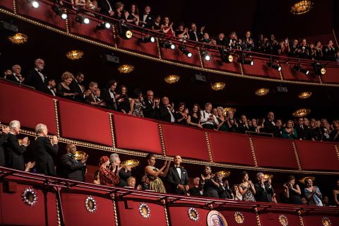 The seven honorees take their place with President Barack Obama and first lady Michelle Obama during the awards ceremony Sunday night at the Kennedy Center.