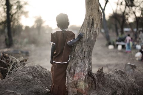 <strong>May 7:</strong> A young girl looks over the Doro refugee camp in South Sudan in May. More than 500,000 people have fled from Sudan into South Sudan as a result of the ongoing conflict between the two states.