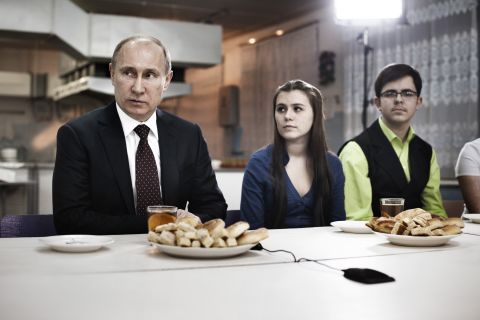 <strong>February 13: </strong>Prime Minister Vladimir Putin meets with a group of parents, teachers and students in Kurgan, a factory town at the southern end of the Ural Mountains. Putin won a third term as Russia's president on March 4.