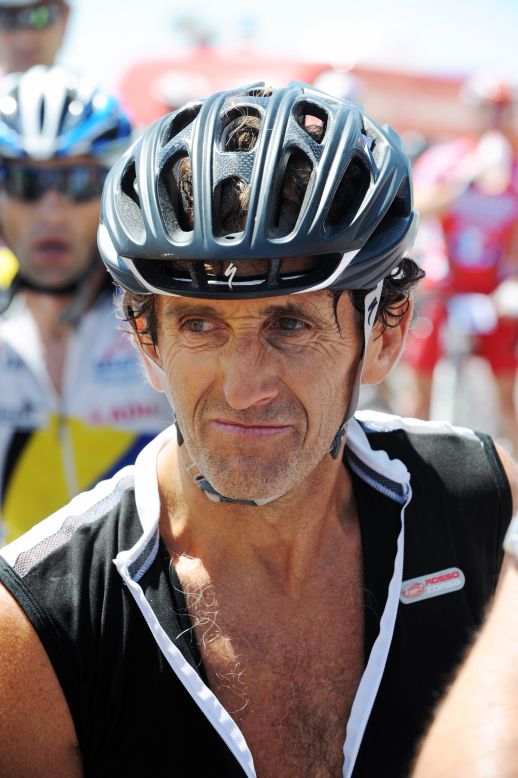 Prost is a keen cyclist and is pictured here at the end of the 2009 L'Etape du Tour. The race enables 8,500 amateur cyclists to attempt a mountain stage of the Tour de France each year. The 2009 event was staged between Montelimar and Mout Ventoux, with Prost finishing 258th.