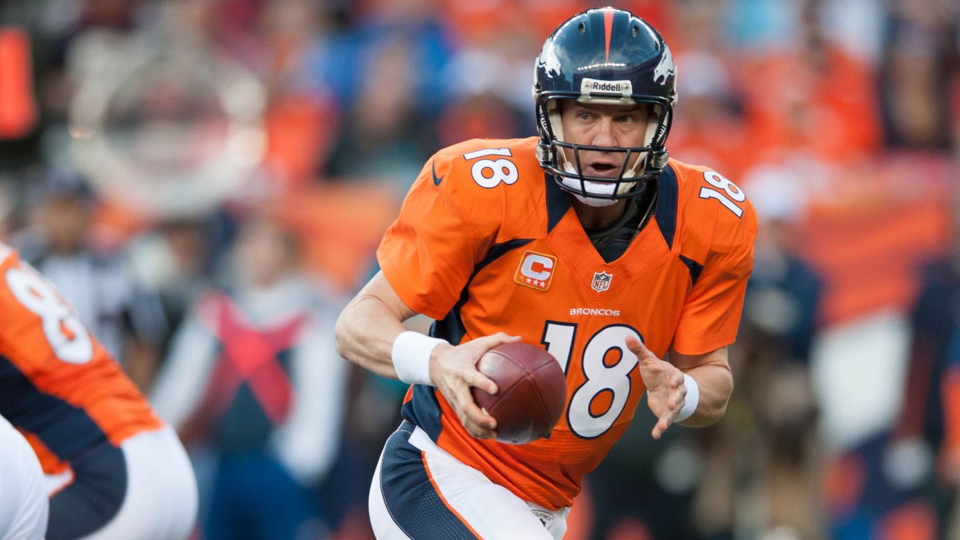 Quarterback Peyton Manning of the Denver Broncos in action against the Tampa Bay Buccaneers on Sunday.