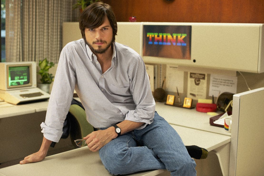 Kutcher, in full '70s mode, as Steve Jobs.