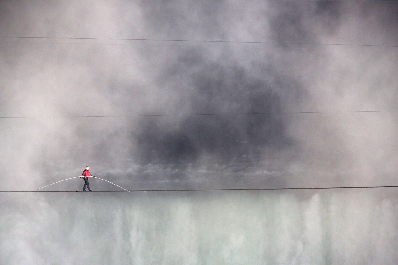<strong>June 15:</strong> Aerialist Nik Wallenda walks the tighrope over Niagara Falls in Canada. Wallenda walked across the 1,800-feet-long, 2-inch-wide wire as the first person to cross directly over the falls from the United States into Canada.