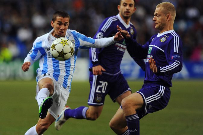 Malaga became the first Spanish side in Champions League history to take the field with 10 non-Spanish players in its starting line-up. Uruguay's Sebastian Fernandez, who is from Uruguay, was a constant menace for the Anderlecht defenders in a game which finished 2-2.