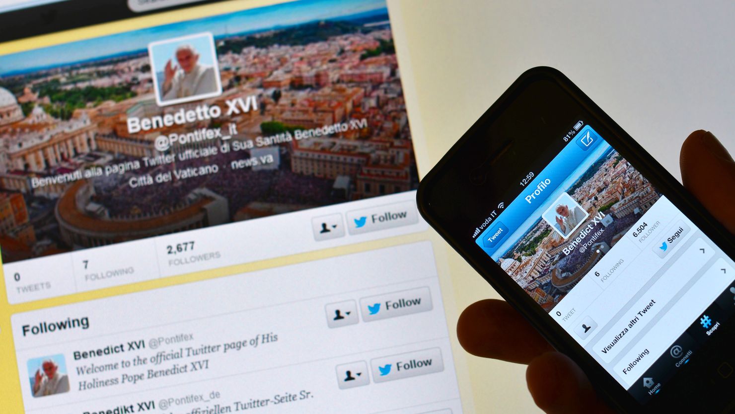 Pope Benedict XVI started a personal Twitter account on December 3. 
