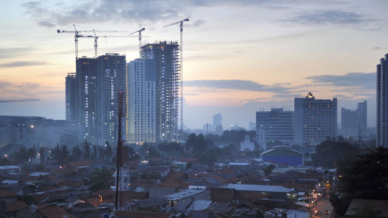 High rise commercial buildings under construction in Jakarta in February.