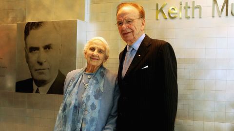 Rupert Murdoch and his mother Dame Elizabeth Murdoch are pictured together in November 2005 in Adelaide, Australia. 