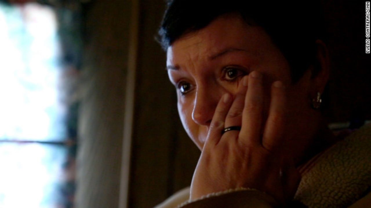 Christal Presley tears up when she walks inside the trailer where she used to live as a child.