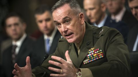 US Marine General Joseph F. Dunford, Jr. speaks during a hearing of the Senate Armed Service Committee on Capitol Hill November 15, 2012 in Washington, DC.