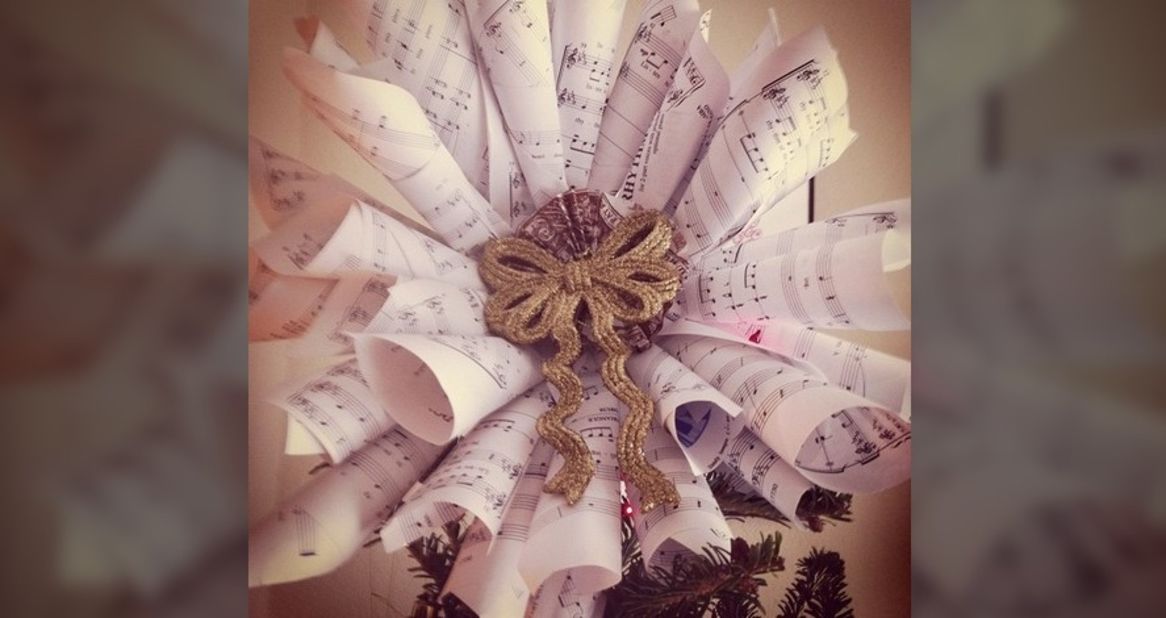 Maria Datcu (@marialovescoco) of Tampa, Florida, made a tree topper from music sheets that her boyfriend used when he was young. "It's our first Christmas together, so I wanted to personalize our decorations as much as possible." 
