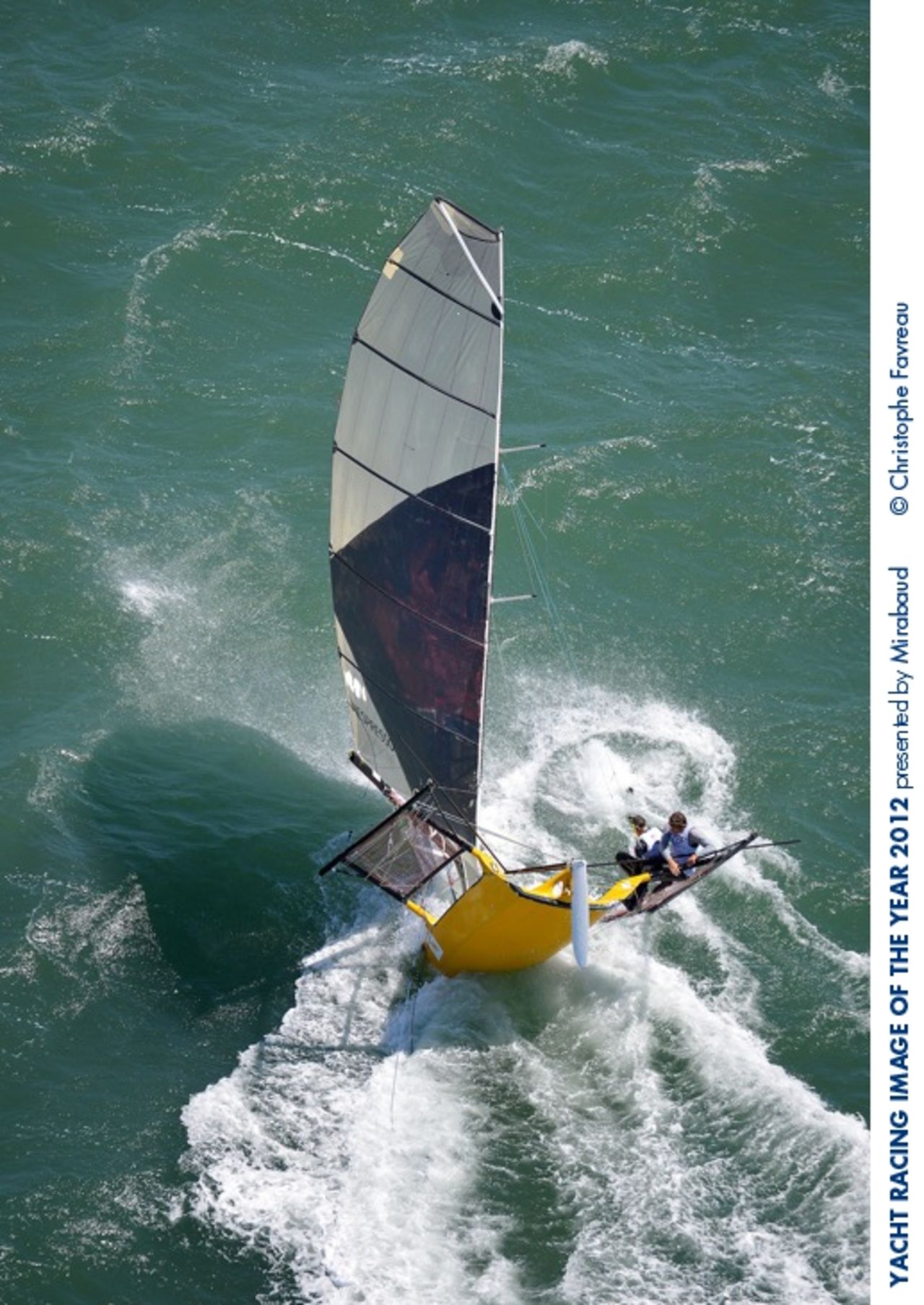 Photographer Christophe Favreau said Arrigo's winning photo would have been impossible to capture with slow film cameras 20 years ago. Favreau's own submission was of a toubled skiff during the Expresso International Regatta.